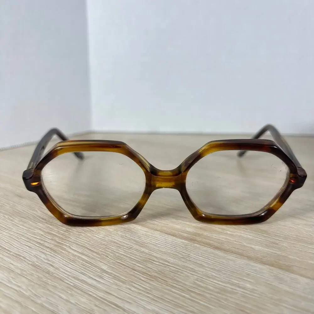 Vintage Safilo Scala Hexagon Eyeglasses Havana Brown Frames 5 1/2 Italy 48-22